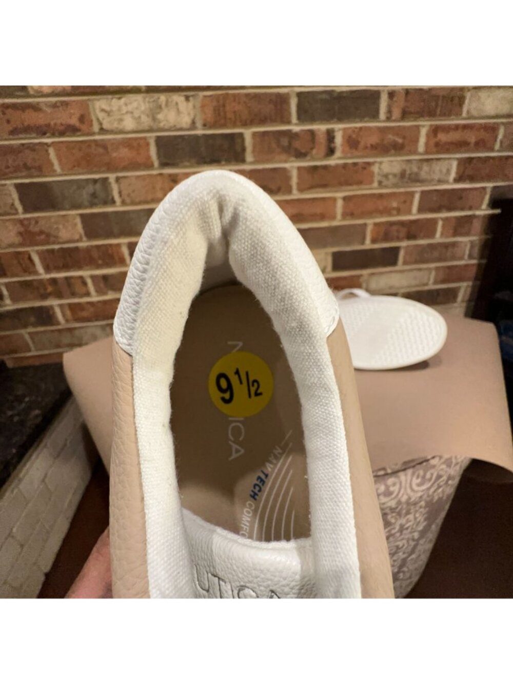 Nautica Grelle Womens Platform Sneakers Size 9.5 White Brown Lace Up Sneakers - Picture 10 of 11